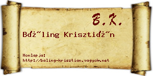 Báling Krisztián névjegykártya