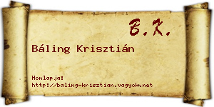 Báling Krisztián névjegykártya